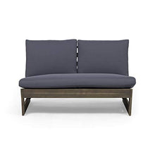 GDFStudio Noble House Sherwood Outdoor Acacia Wood Loveseat in Gray and Dark Gray