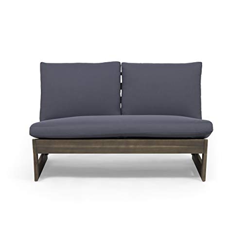 GDFStudio Noble House Sherwood Outdoor Acacia Wood Loveseat in Gray and Dark Gray