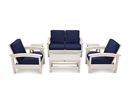 Trex Outdoor Furniture™ Rockport Club 6-Piece Deep Seating Conversation Set in Sand Castle/Navy