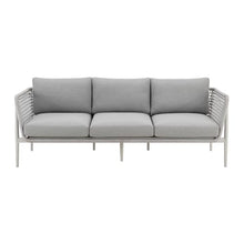 Armen Living Rhodes Outdoor Patio 4 Piece Conversation Set Aluminum Sintered Stone Light Gray