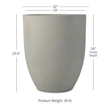 TITAN GREAT OUTDOORS Ash & Ember 22" Laurel Satin Ivory Planter, Lightweight Fiberstone Composite with Weather-Resistant Finish, Modern Planter Pot for Indoor and Outdoor Plants