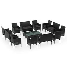 YUHI-HQYD 16 Piece Patio Lounge Set with Cushions,Backyard Decor,Backyard Sofa Suit,Outdoor Furniture,Outdoor Couch,Suitable for Balcony, Backyard, Patio, Garden, Poolside, Poly Rattan Black