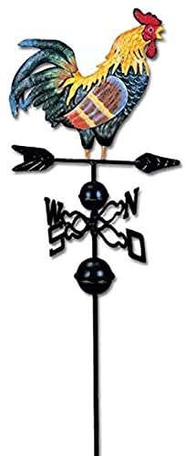 Wind Vane Direction Display Camper Silhouette Retro Stainless Weathervanes Weathercock Decoration Ornament Stainless Steel Weather Vane for Roof Garden Decoration 30 * 120cm-Rooster (Rooster 30*120cm