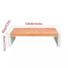 HEAIQI Porch Chairs Garden Bench Park Chair Outdoor Stainless Steel Bench Courtyard Solid Wood Bench Outdoor Anti-Corrosion Wood Plastic Wood Leisure Iron Seat Outdoor Bench Garden Bench