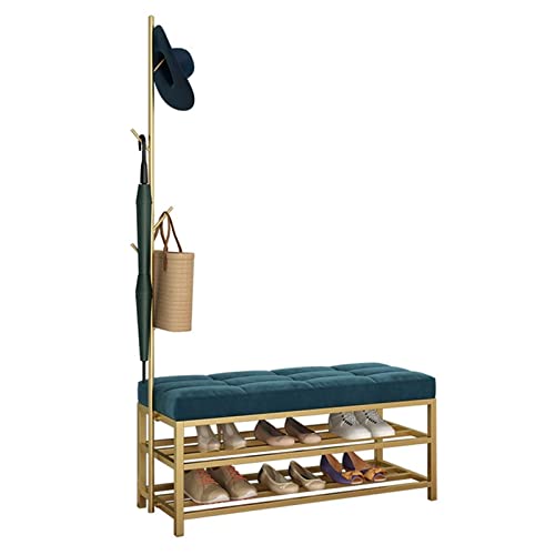Footstools / Ottomans Shoe Stool with Padded Long Storage Stool with Coat Rack Metal Shoe Rack for Porch Living Room Corridor Lounge Bedroom living Room Corridor Bench Shoe Stool ( Color : 1 , Size :