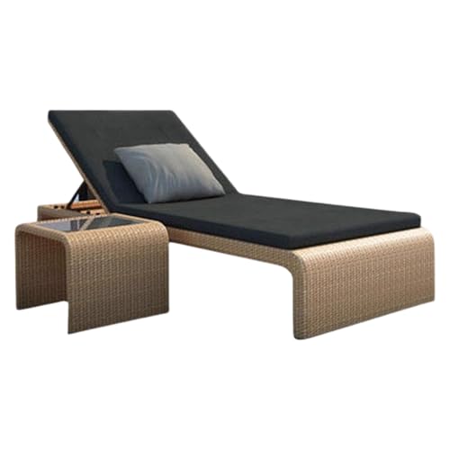 Vttui Casual Chaise Lounge, 4-Piece Outdoor Chaise Lounge Chair, Wicker Chaise Lounge with Cushion, Pool Sun Lounger for Patio, for Patio, Deck, Backyard, Poolside