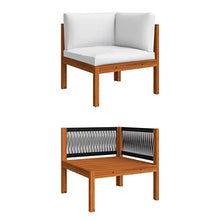 WEHUOSIF Solid Acacia Wood 5-Piece Outdoor Lounge Set with Cream White Cushions, Modular Garden Seating for Patio