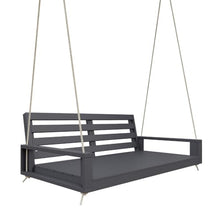 Amish Casual The Waterford Amish Crafted Hanging Bed Swing for Porch with Modern Backrest, Made in The USA from Kiln Dried Pine (Gray Paint, Twin)