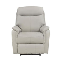 Lea Power Recliner Chair w USB, Foam Fill Light Gray Top Grain Leather