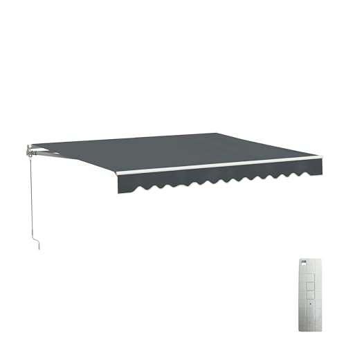 ALEKO Electric Patio Awning Caribbean White Frame 12x10 Gray