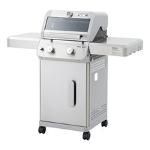 Monument Grills 2-Burner Stainless Steel Liquid Propane Gas Grill, Two Foldable Shelves Patio Garden Barbecue Grill with Clearview® Lid, Knob Control Mesa200S