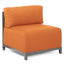 Howard Elliott Collection Axis Patio Ottoman with Cover, Upholstered Footstoll Coffee Table Ottoman Bench, Seating Futniture for Both Indoor & Outdoor Home and Office, Titanium Frame, Seascape Canyon