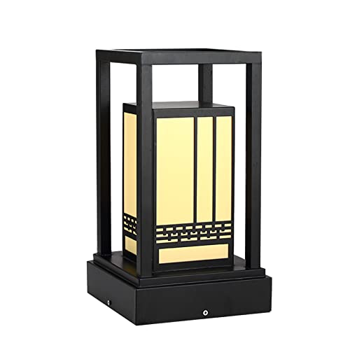 PAOOPA Landscape Path Light, Outdoor Post Light Fixture,Outdoor Bollard Lighting for Lawn, Patio, Courtyard and Driveway Decoration, Black,25x22x47cm