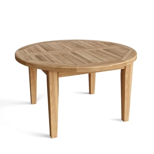 HomeRoots 554933 35 in. Natural Rounded Solid Wood Outdoor Coffee Table