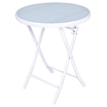 DUYHBAWRS 3 PCS Folding Bistro Table Chairs Set Garden Backyard Patio Furniture White Loveseat Coffee Table