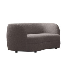 Benzara Srey Loveseat, 64 Inch, Charcoal Gray Boucle, Curved Kidney Shape