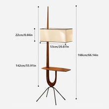 ZHONGCHENGWU Floor Lamp Modern Wood Floor Lamp with Side Table,Living Room Standing Light with Shelves