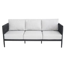 IC INTERNATIONAL CONCEPTS, Outdoor Woven Abaca Rope 3 Seater Patio Sofa with Cushions, Powder Coated Aluminium Frame, 74" W x 31" D x 28" H, 350 Lbs Wt. Capacity, Fully Assembled, Charcoal