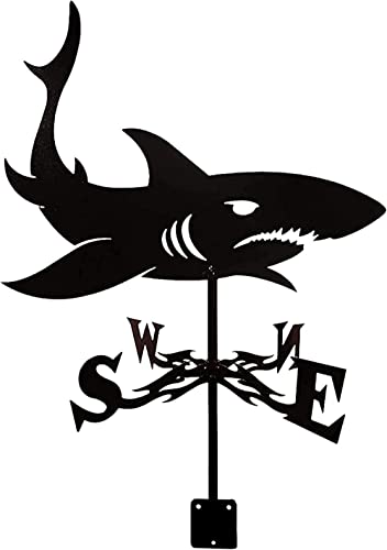 AMITVA House Decor Wind Vane Roof Weather Vane Garden Mount Yard Decoration Stainless Steel Weathervane Farm Retro Durable Outdoor Wind Direction Indicator Measuring Tool-Shark
