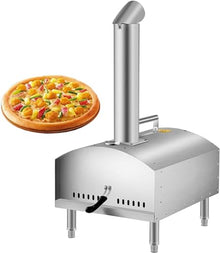 Stainless Steel Outdoor Pizza Oven Incl,Pizza Slicer & Pizza Stone,Premium Wood-Fired Oven for The Garden, Can Be Used with Pellets, Charcoal & Briquettes