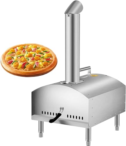 KUYBTU Stainless Steel Outdoor Pizza Oven Incl,Pizza Slicer & Pizza Stone,Premium Wood-Fired Oven for The Garden, Can Be Used with Pellets, Charcoal & Briquettes