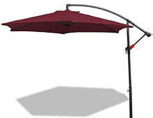 RWGOVLU Garden Parasol, 3M/10FT Patio Cantilever Umbrella, Outdoor Hanging Sun Shade Canopy with Crank Handle for Garden Backyard Pool, Red