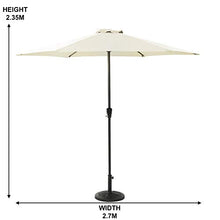 3WWWQMAA8 [1 Week Delivery] 2.7m/9ft Round Garden Parasol Umbrella, Parasol Base, Outdoor Sunshade, with Winding Crank, for Patio/Beach/Pool Umbrella 30+-Gray (Gray) (Beige)