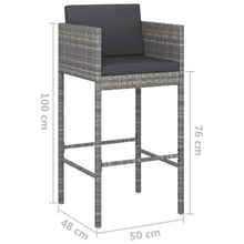 KDVXBCQJH 5 Piece Patio Bar Set with Cushions Outdoor PE Rattan Gray