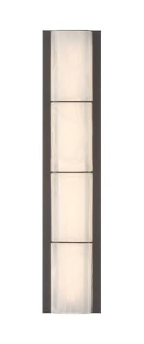 Eurofase Gibraltar 1-Light LED Outdoor Wall Sconce – 24.5" Sand Bronze Modern Exterior Wall Light, White Strie Glass Shade, Wet-Rated for Porch, Patio & Entryway