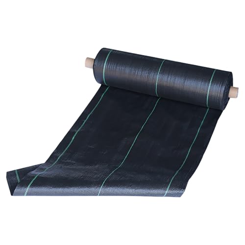 SHOSTYY Weed Control Membrane, UV Stabilised Weed Barrier Fabric, Ground Cover Membrane, High Tensile Strength Weed Matting, for Artificial Grass Patios Paths Flower Beds(1.5 * 100m)