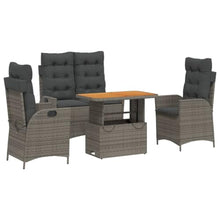 hliofuir 4 Piece Patio Dining Set Reclining Chair Bench Lift Top Table Gray