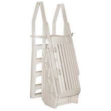 Vinyl Works Model CE Swimming Pool Step Ladder Entry System for Above Ground Swimming Pools with Self-Closing Gate | Accommodates Pools 48" to 56" in Height | Taupe