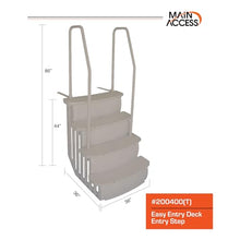 Main Access Easy Entry Steps with Dual Handrails for 48-54 Inch Above Ground Swimming Pools with Deck/Platform, Taupe