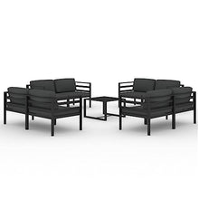 Kaorsrow 9-Piece Garden Lounge Set - Modular Anthracite Aluminum Outdoor Sectional Furniture with Cushions - Modern 8-Person Seating for Patio, Backyard, and Terrace