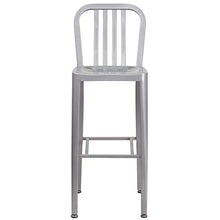 Flash Furniture Gael 30" Commercial Metal Barstools with Footrest, Vertical Slat Back Bar Height Stools for Restaurants and Kitchens, Set of 2, Silver