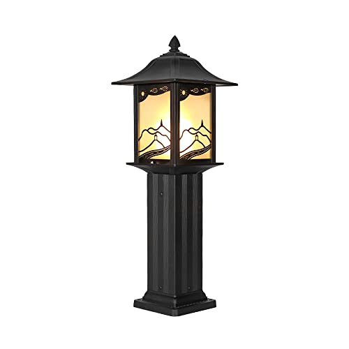 ZEELYDE Post Lights Outdoor,Home Quarters Decorative Landscape Lights Waterproof Connected Garden Lights Simple Outdoor Lawn Lights Die-Casting Aluminum Glass Lampshade Floor Lamp Night Lighting