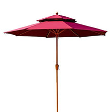 3WWWQMAA8 Patio Umbrella, Outdoor Red Market Table Umbrella Double Parasol with Crank Lift and 8 Ribs, 9ft/2.7m Sunshade for Garden/Lawn/Deck
