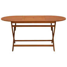 KGFHERENB Folding Patio Table 63" x 33.5" x 29.5", Solid Eucalyptus Wood Oval Dining Table for Outdoor Picnic and Dining, Foldable Space Saving Wooden Table for Backyard