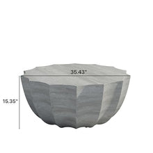 35" Indoor Round Coffee Table, Waterproof Coffee Table Modern MgO Cement Design End Tables for Living Room, Outdoor Patio Coffee Tables for Garden, Backyard, Balcony, Marble White