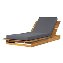 Merax Outdoor Chaise Lounge Set of 2, Acacia Wood Patio Reclining Chairs with 3-Position Adjustable Backrest, 2-Piece Sunbathing Recliner & 4" Thick Triple-fold Cushion for Poolside, Garden, Dark Gray