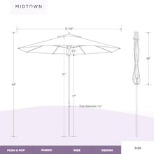 Midtown Umbrellas Push and Pop - 8 Ft Patio Umbrella, Aruba Canopy