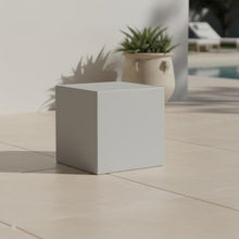 Armen Living Minerra Indoor Outdoor Side Table in White Concrete Finish