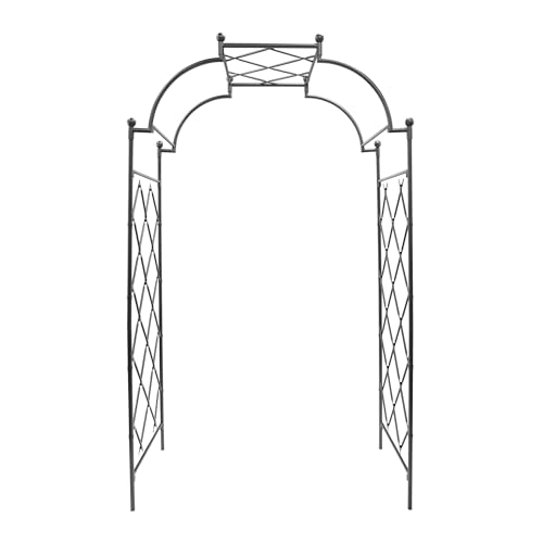 Achla Designs 106" H Graphite Powdercoat Finish Wrought Iron Lattice Tunnel Arbor