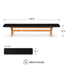 Modern Indoor/Outdoor Matte Black 94.5" Poly-Fiber Dining Table with Acacia Wood Spider Base, 2 Benches & 2 Backless Stools with Acacia Wood Base