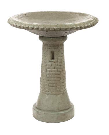 Solid Rock Stoneworks Lighthouse Birdbath 21in Tall x 18in Diameter 2pc Cypress Color