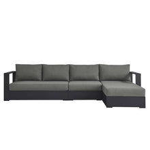 Modway Tahoe Modular Aluminum 3-Piece Outdoor Patio Furniture Gray Charcoal, Right-Facing Sectional Sofa Set with Weather-Resistant Cushions, Ideal for Deck, Backyard, Poolside