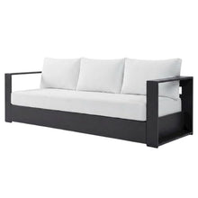 Outdoor Escape Powder-Coated Aluminum Outdoor Sofa with Thick Cushions, Patio Couch for Outdoor Patio Furniture and Seating, Gray White