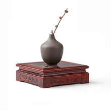 QUANGJN Pcs Plants Saucers Carved Crafts Ornament Base Solid Wood Inlaid Marble Flower Pot Vase Buddha Statue Base Bracket Plant Pot Saucers,