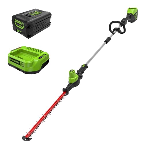 Greenworks 60V 20 in Pole Hedge Trimmer, 2.0 Ah Battery and Charger