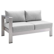 Modway Shore Sunbrella® Fabric Aluminum Outdoor Patio Left-Arm Loveseat Silver Gray